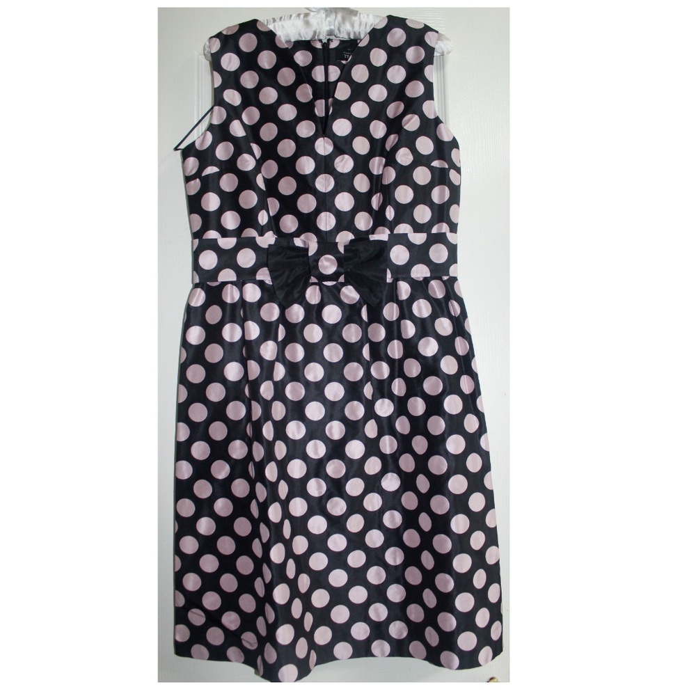 Teri Jon Poker Dot Black Purple Dress Silk